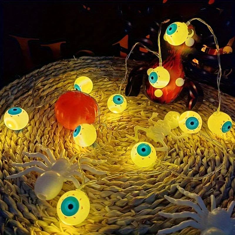 Halloween Eyeball LED String Lights Warm Spooky Glow Hanging Light Perfect For Home Holiday Party Haunted House Decor Supply Vue