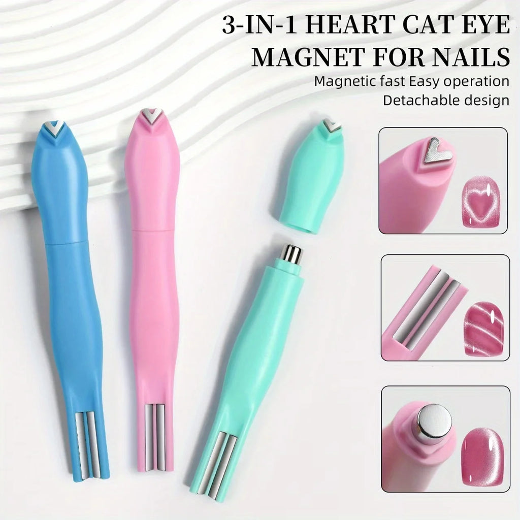 Snake Heart Magnet, Y-Shaped Dual Head Cat Eye Gel Nail Polish Magnet, Heart Shape Cat Eye Magnetic Vue