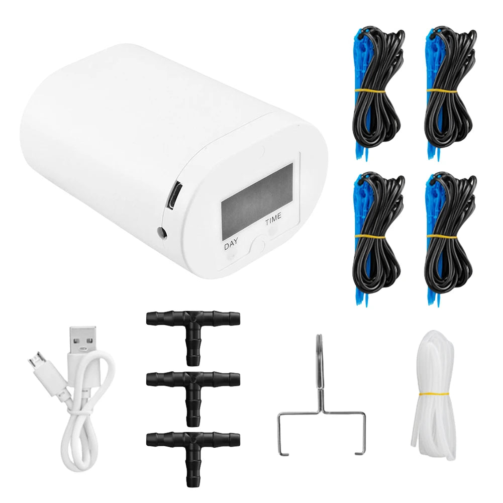 Automatic Plant Flower Watering Pump 2/8/16 Heads Pump Self-Watering Kit Automatic Timer Waterers Drip Irrigation Garden Tool Vue 16 Heads Pump