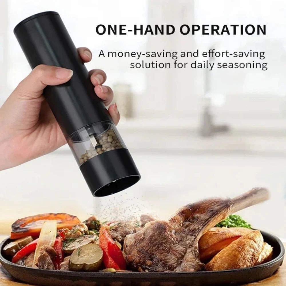USB Electric Automatic Mill Pepper And Salt Grinder With LED Light Adjustable Coarseness Partner Grinders Kitchen Cooking Tool Vue