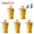 Portable Foldable Ice Ball Cup with Straw Food Grade Silicone Ice Mold for Whiskey Cocktails Reusable Summer Travel Water Bottle Vue As Shown Yellow-5PCS