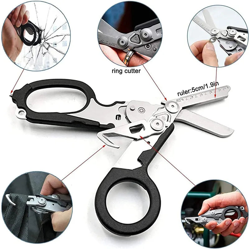 First Aid Medical Scissors Outdoor Tactical Scissors Multifunctional Tactical Pliers Folding Scissors Outdoor Survival Tools Vue