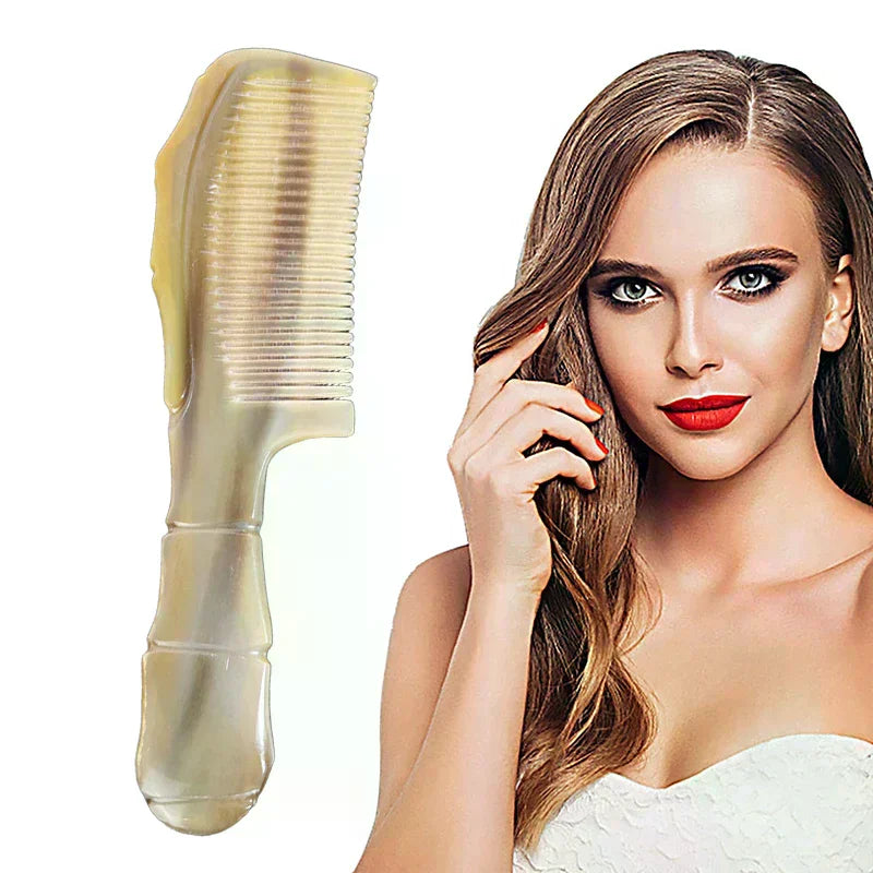 Anti static massage comb, natural cow horn comb, exfoliating comb, fine teeth can reduce hair breakage and hair loss Vue