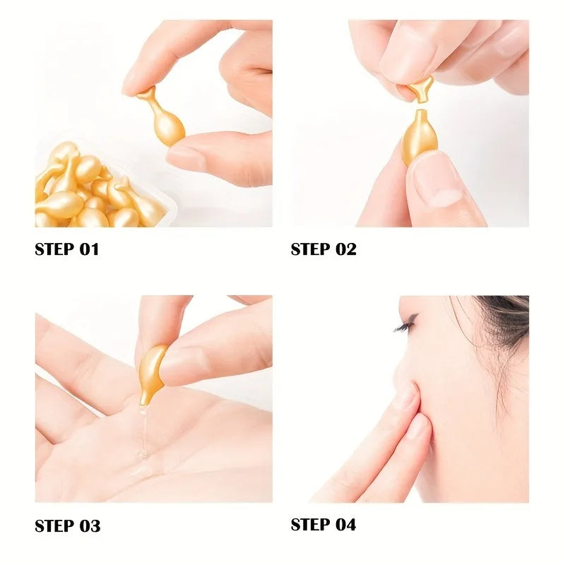 50 Capsules of Hyaluronic Acid Facial Essence/Emulsion Capsules — Unscented Moisturizing Capsule Essence, Hydrating and Moisturizing, Suitable for All Light Skin Types, Unisex Daily Light Skincare Vue