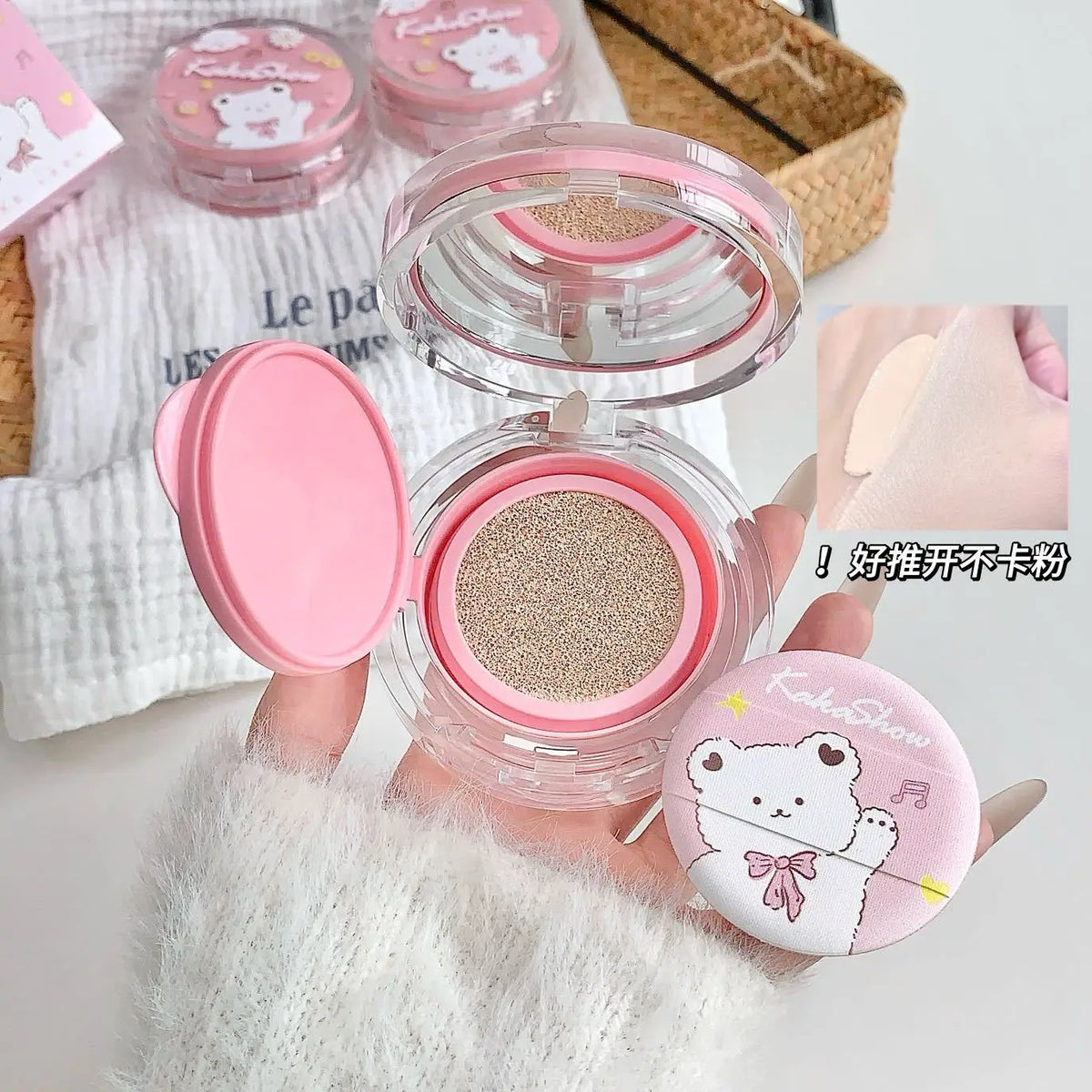 Kakashow Air Cushion Foundation Light Natural Moisturizing Concealer Whitening Oil-control Women Base Long-lasting Makeup Vue