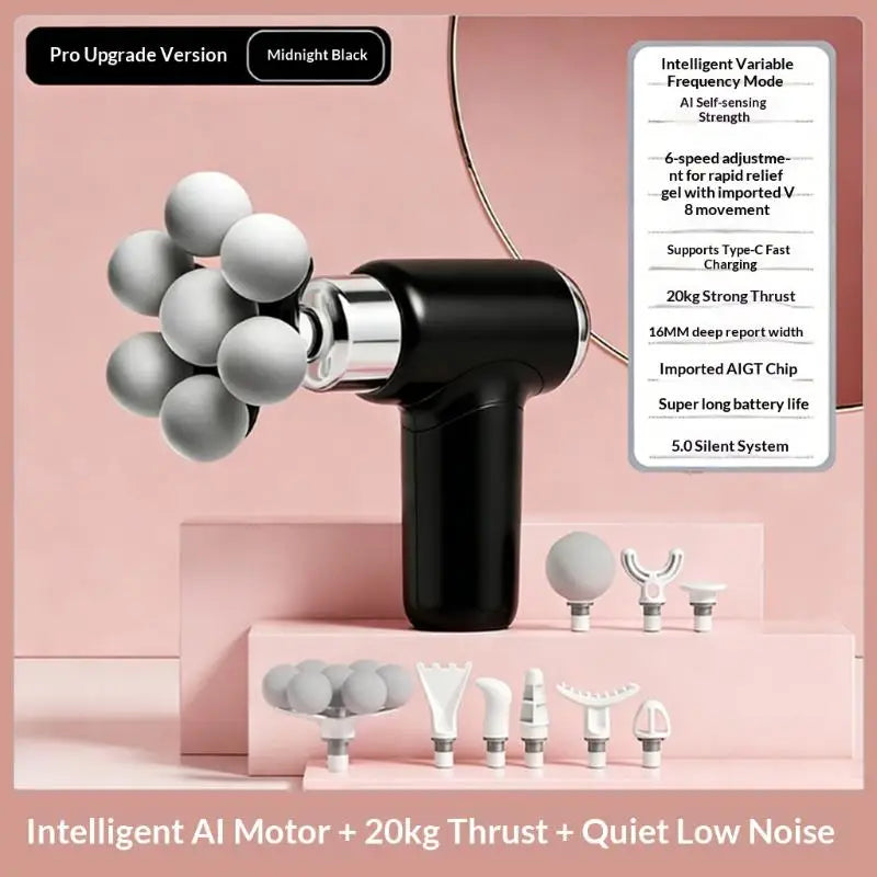 Upgraded Fascia Intelligent AI Chip 20kg Thrust Whole Body Muscle Relaxation Silent Massager Vue Black