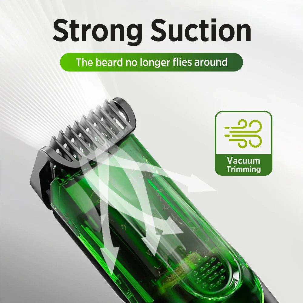 Cordless Electric Hair Trimmer IPX6 Waterproof Professional Hair Cutting Mustache Sideburn Men Razor Built-in Vacuum Clipper USB Vue