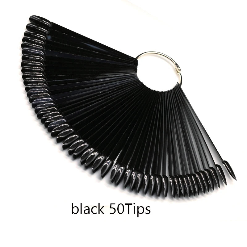 50pcs Nail False Tips Display Polish Gel Color 50pcs False Nail Tips 50 sticks Nail Art Square Head Colors Tip Display Stick Vue 11