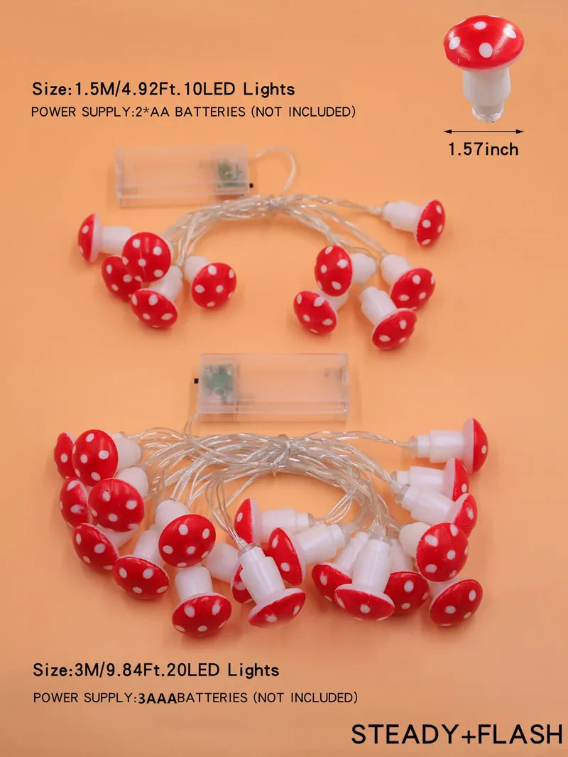 2025 Holiday Mushroom Led String Lights Indoor Room Decoration Battery Navidad Lights Party USB Warm Light Lovely 411 Vue