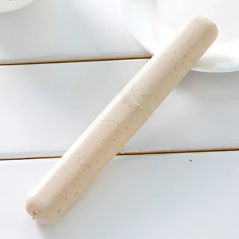 Portable Travel Camping Toothbrush Tube Box Cover Water Filter Anti-Dirty Bathroom Accessories Wheat Straw Storage Box Vue Beige