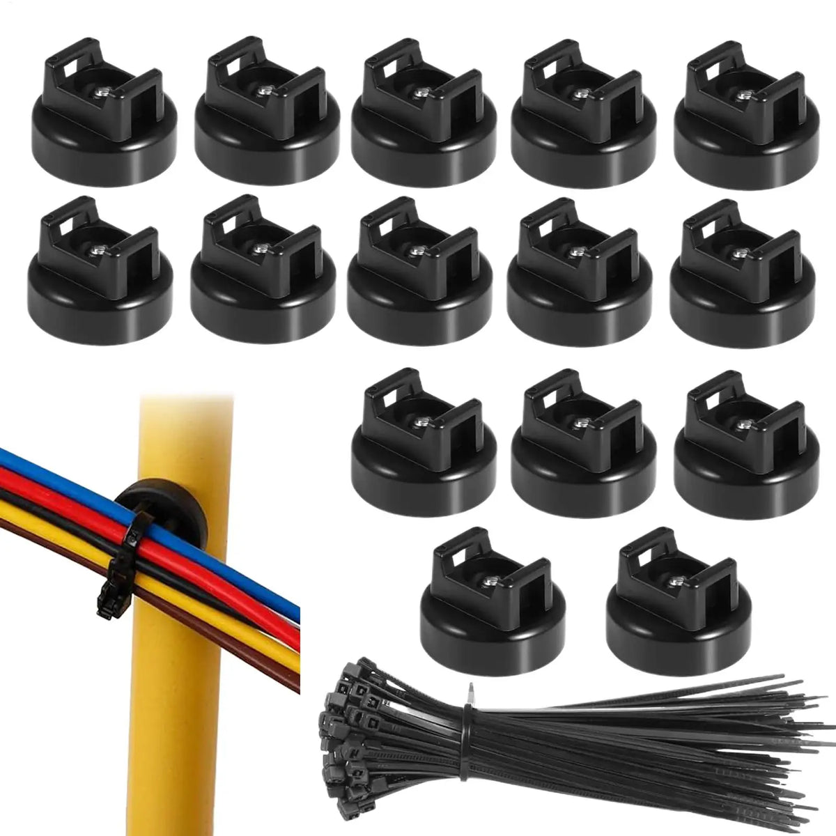 15pcs Magnetic Cable Zip Tie Mount Kit Charging Cord Organizer Multifunctional Cable Holder with Ties for Wall Work Organization Vue