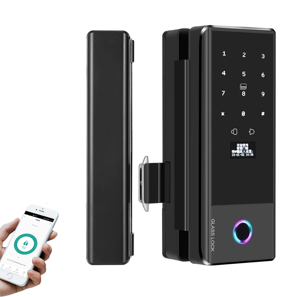 Wifi Smart Lock 2.4G Biometric Fingerprint Electronic Digital Lock for Glass & Wooden Door RFID Tuya Smart App Drilling Free Vue