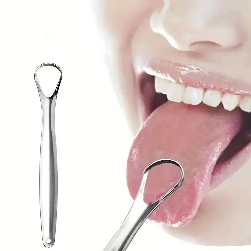 vvocci 1pc Tongue Brush Scraper Coating Cleaner TongueCoating Stainless Steel Tongue Cleaning Tongue Removing Bad Breath OralCa Vue