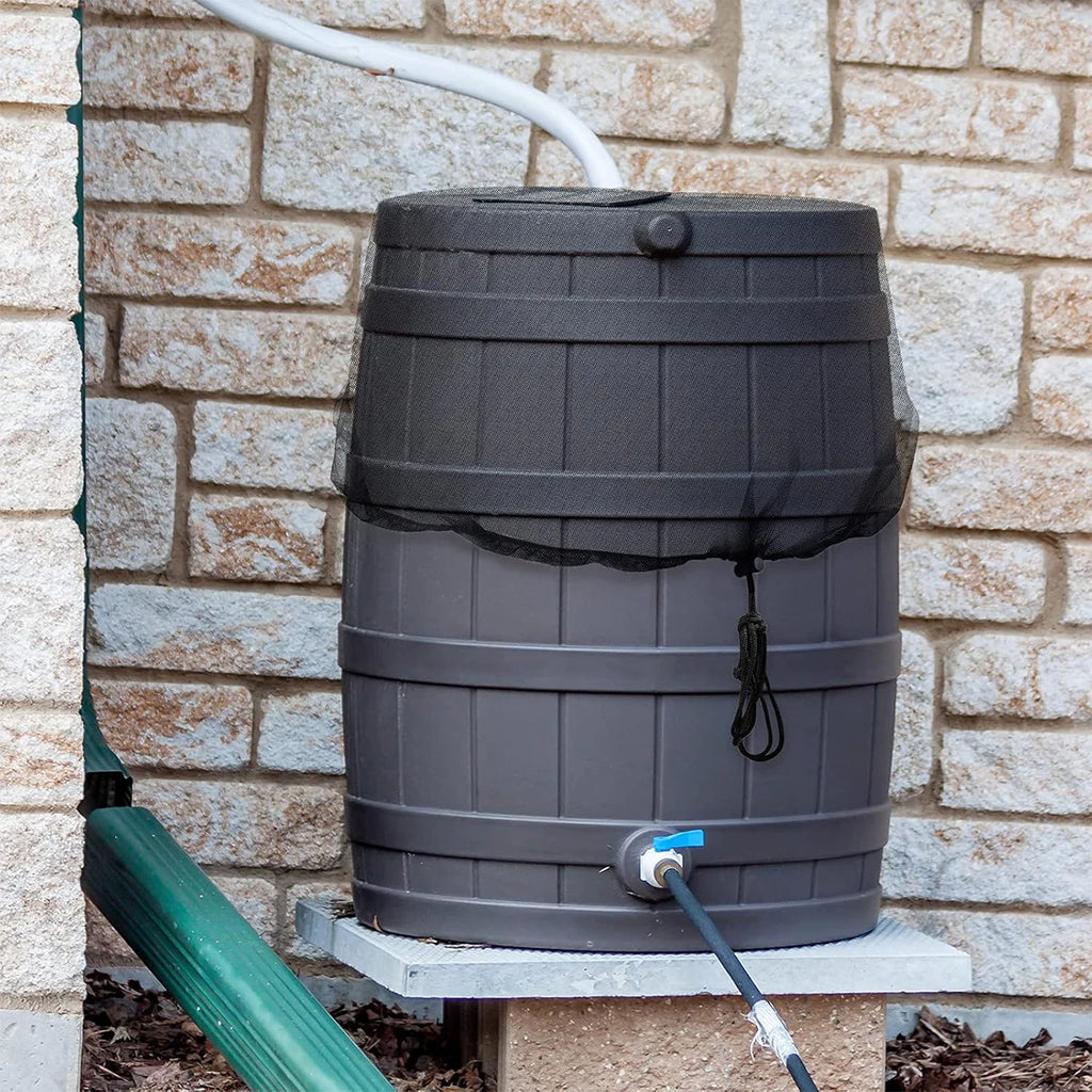 Rain Barrels Screen Water Bucket Covers,Rainwater Collector Tank Net Cover,Rain Water Collection Bucket Netting with Drawstring Vue