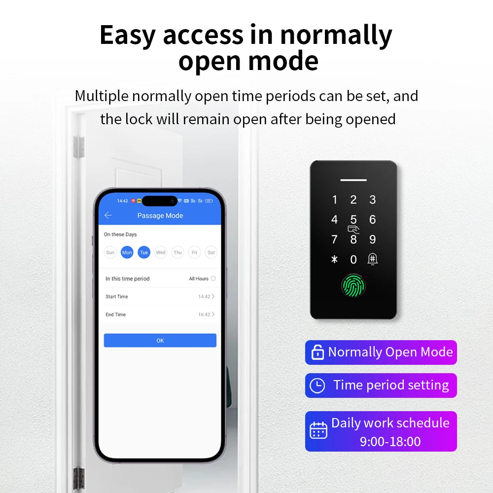 Embedded Home Security System Smart TTLOCK APP Waterproof Fingerprint Access Control Machine DIY Panel RFID IC NFC Card Reader Vue