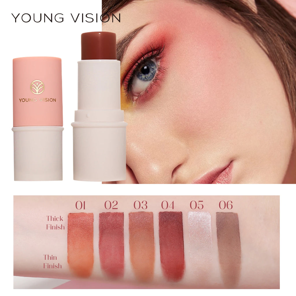YOUNG VISION Multifunctional Makeup Stick for Lazy People High gloss Makeup, Rouge Matte Blush Stick, 6 Colors Available Vue