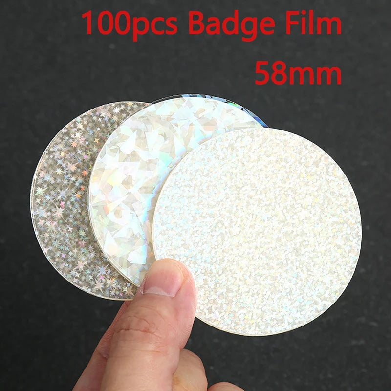 100pcs 58mm Laser Star Badge Button Protective Films | PVC Badge Making Supplies Vue