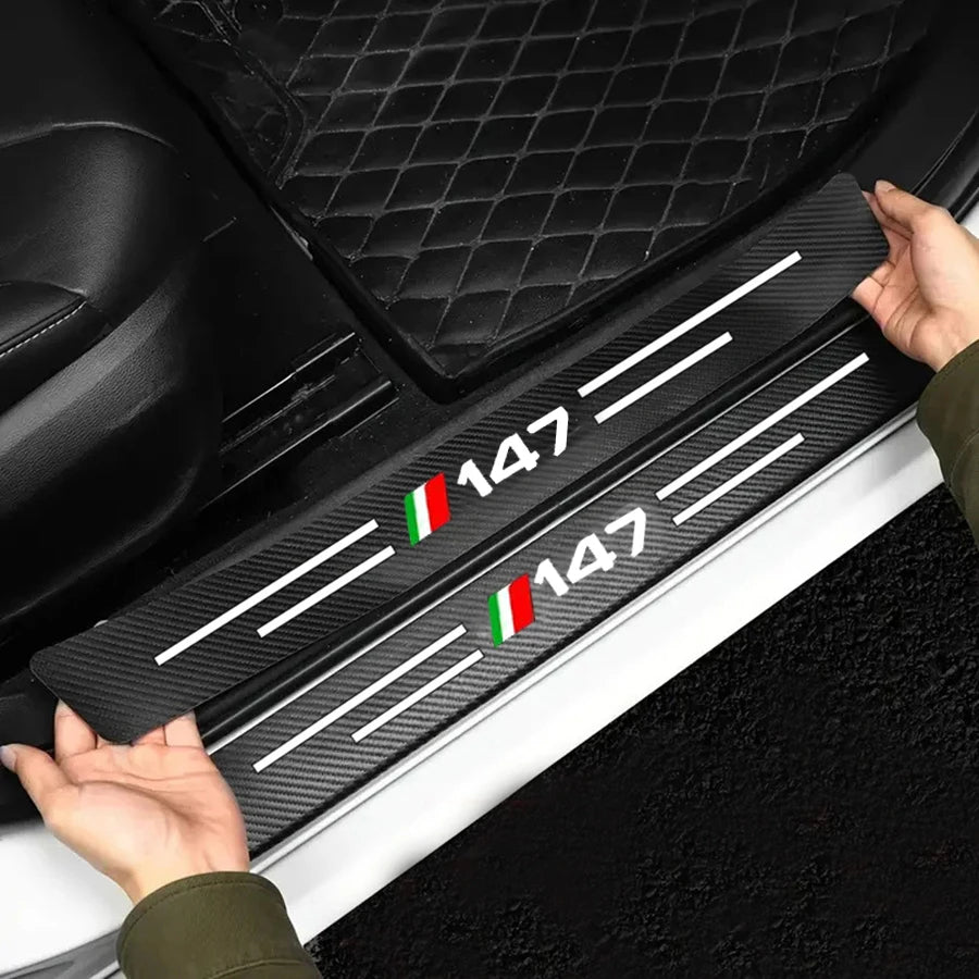 Carbon Fiber Car Door Sticker Styling Fit For Alfa Romeo 147 156 159 Car Rear Trunk Door Edge Threshold Decals Protective Film Vue
