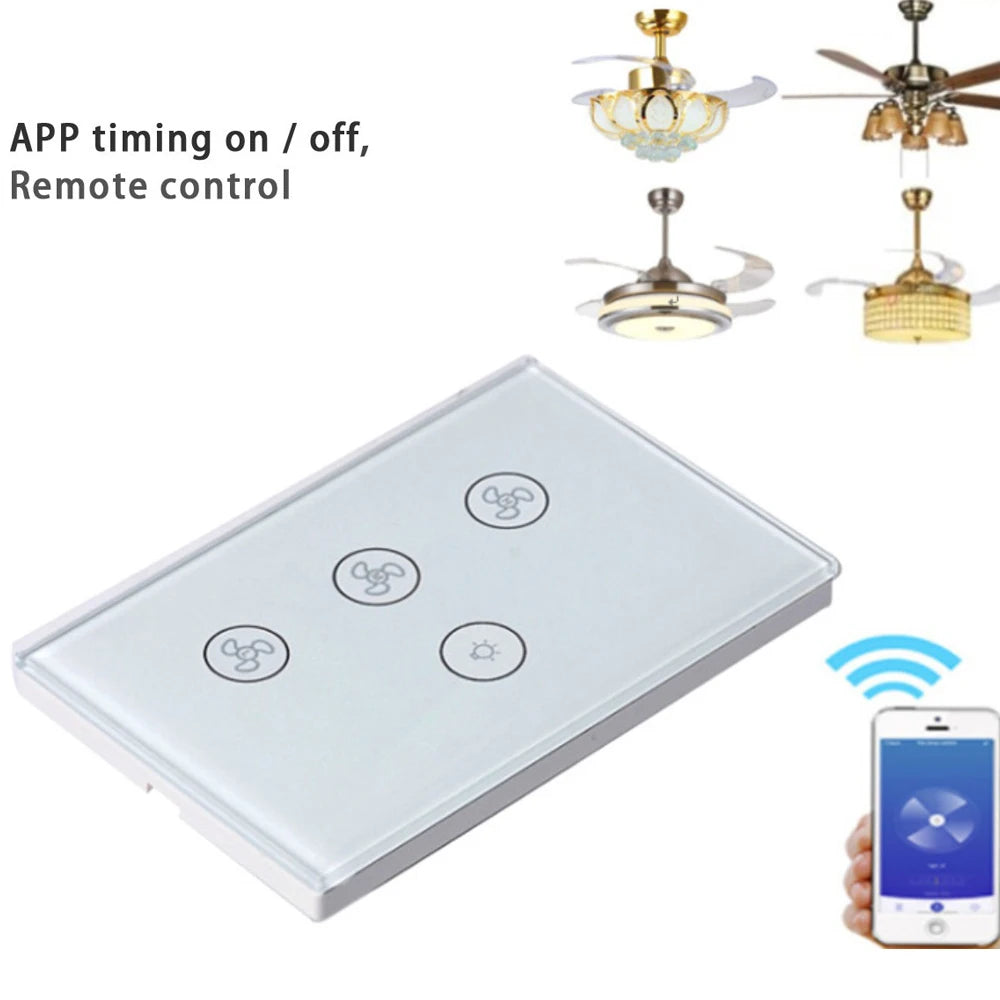 Tuya Wifi Smart Fan Switch Fan Light Ceiling Fan Lamp Switch Speed Adjustable App Voice Control Work with Alexa Google Home Vue