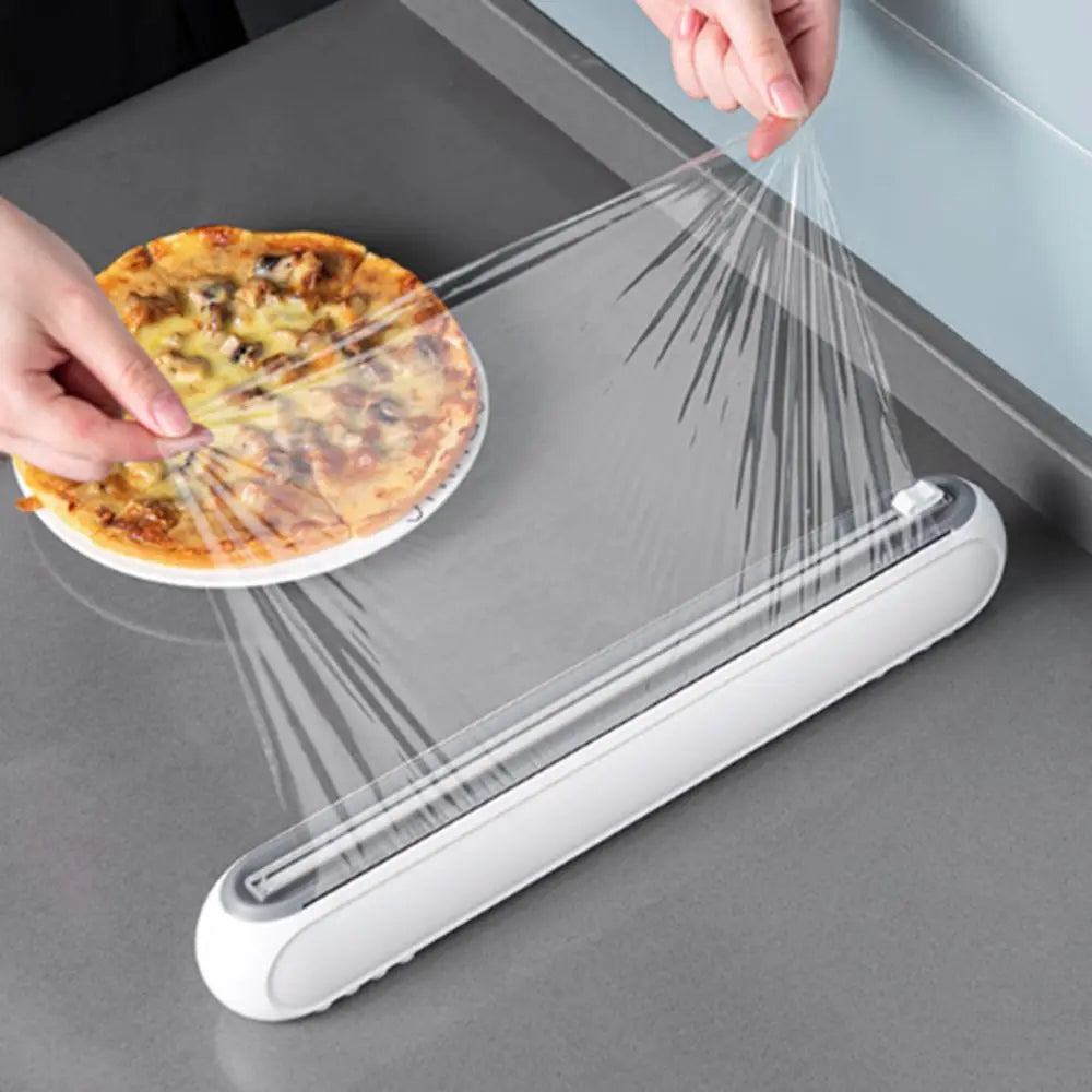 Wall-mounted Magnetic Cling Film Cutting Box Refillable Two-way Sliding Cutter Tin Aluminum Foil Dispenser Viewable Window Vue