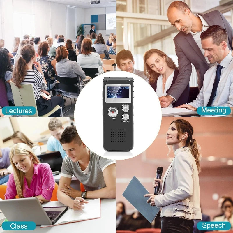 8/16/32GB Mini Voice Recorder Digital Activate Audio Tape Recording Device Microphone MP3 Playback for Lectures Meetings Class Vue black 8 GB