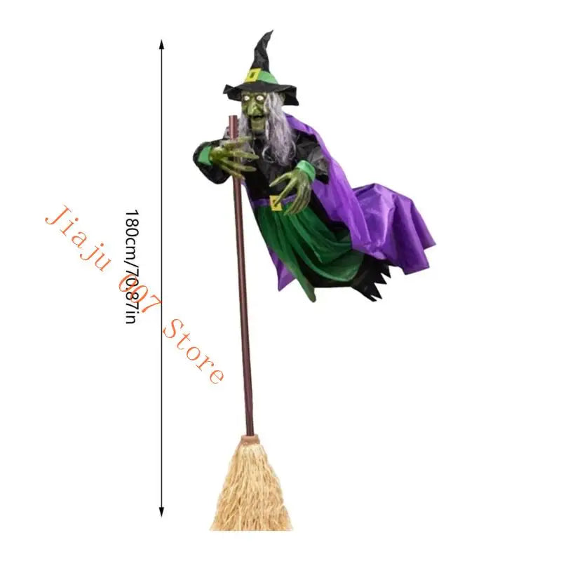 Animated Floating Witch Halloween Decoration – Sound & Motion Halloween Animated Prop Vue