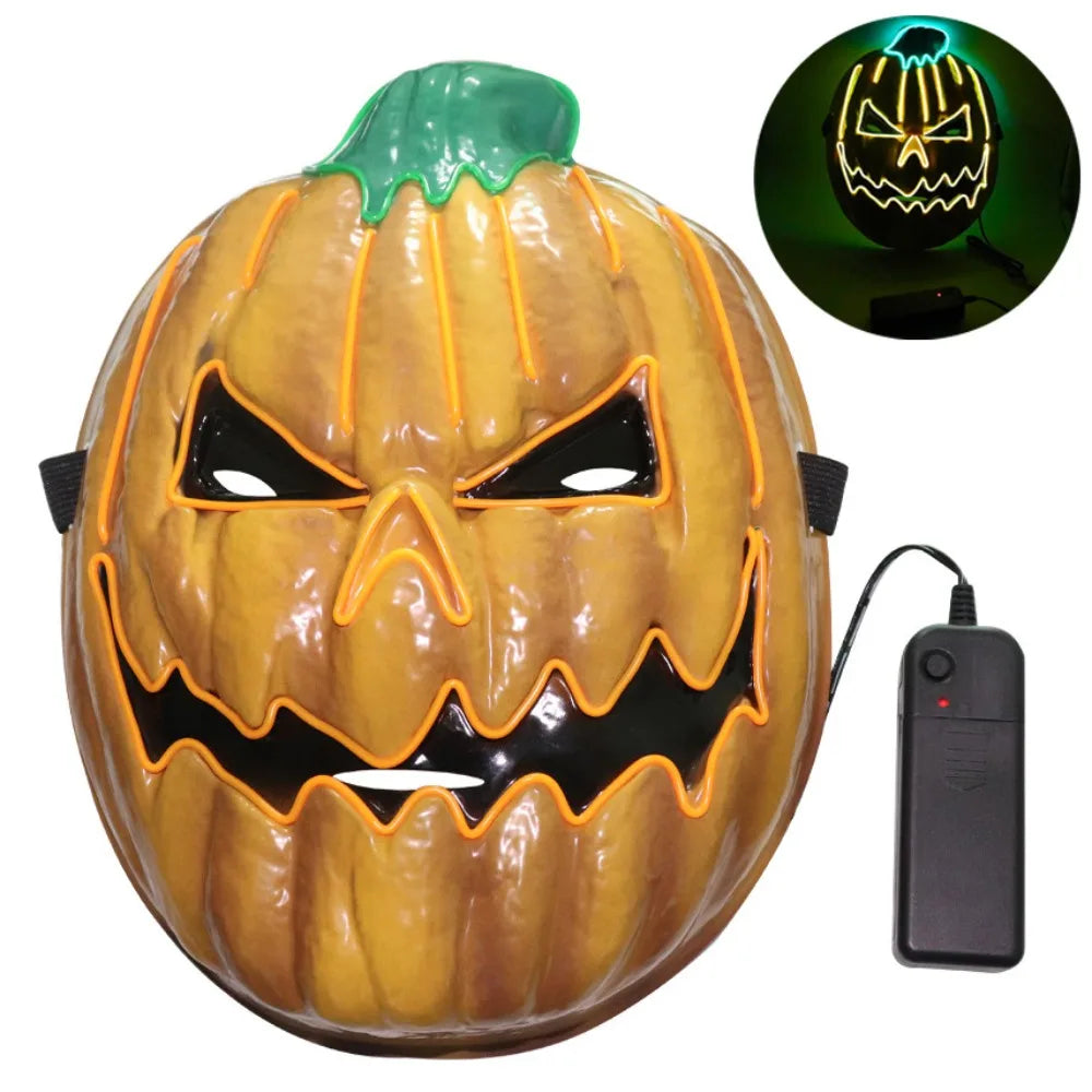 Party Gift Realistic LED Pumpkin Mask Spooky Creativity Halloween Glowing Mask Funny Orange Luminous Cosplay Mask Carnival Party Vue Orange