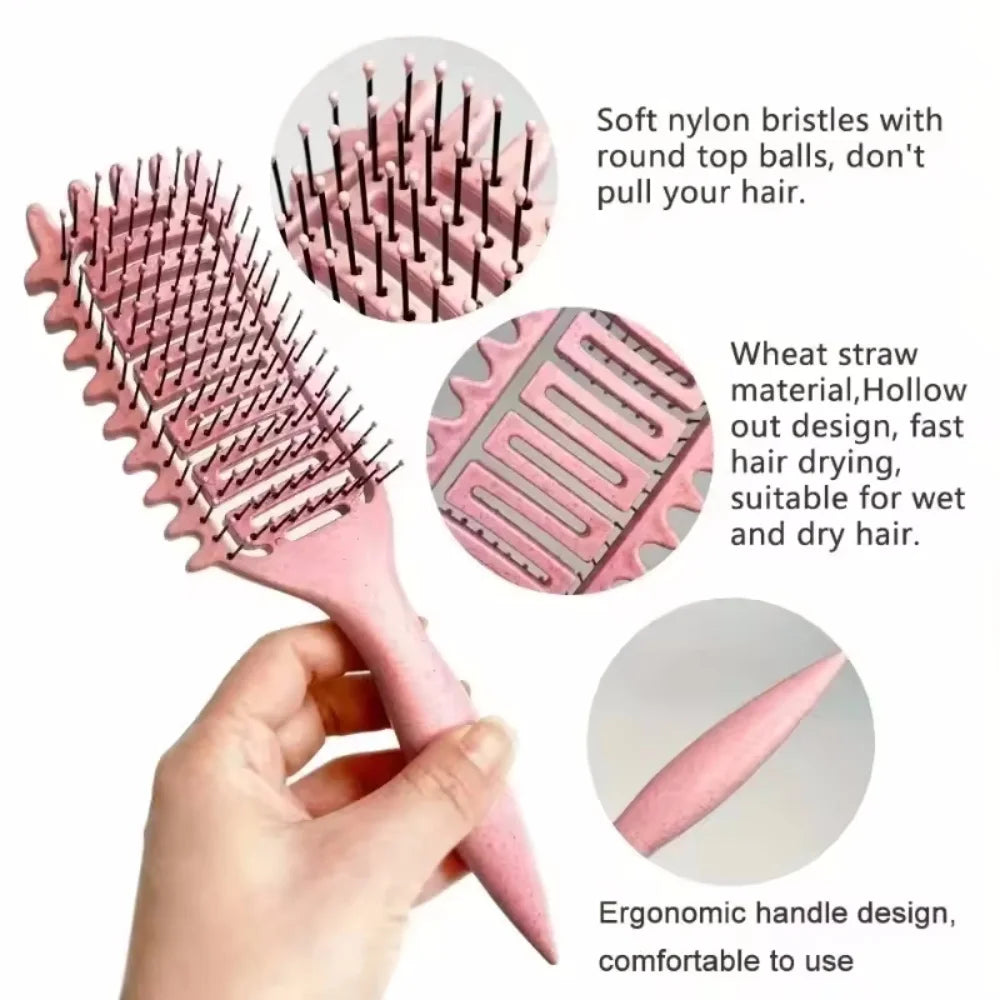 New Scalp Detangling Brush Curly Hair Scalp Massage Hair Comb Air Cushion Comb Natural Bristles Hair Styling Barber Tools Vue