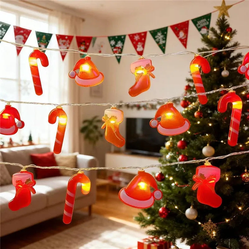 10/20/40 Leds Christmas String Lights Battery USB Operated Xmas Socks Lights Christmas Tree Decorations for Home Garden Indoor Vue