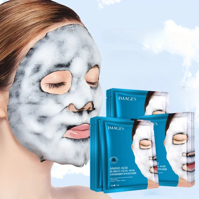 1 Box Contains 4 Pieces, Bamboo Charcoal Bubble Cleansing Mask - Hypoallergenic, Plant-Based Fiber, Deep Moisturizing and Purifying Mask, Suitable for All Light Beige Skin Types, Unisex, Multi-Functional Skincare Product Vue
