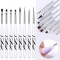 Nail Art Brush Ombre Brushes UV Gel Nail Polish Brush Painting Drawing Carving Pen Set For Manicure DIY Design Tools Vue 8pc