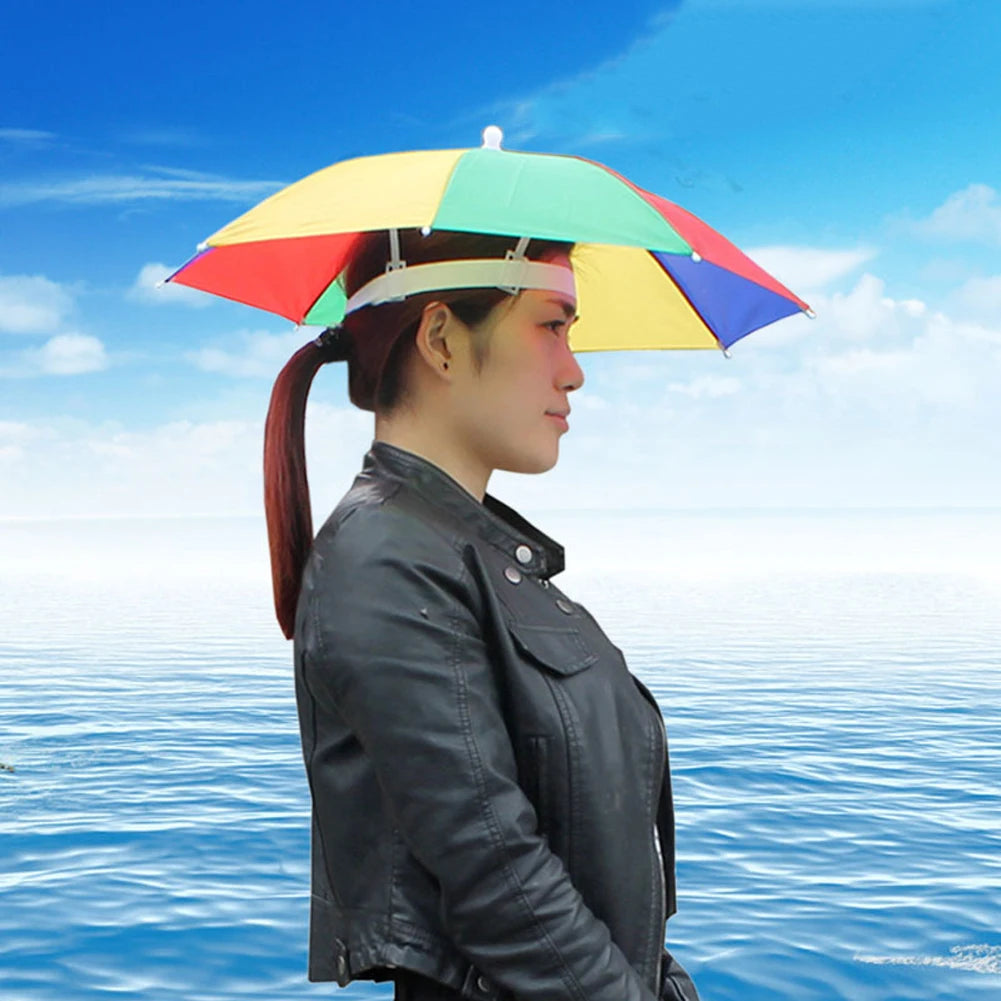 Foldable Adjustable Umbrella Hat Outdoor Camping Fishing Hiking Sun Shade Cap Vue