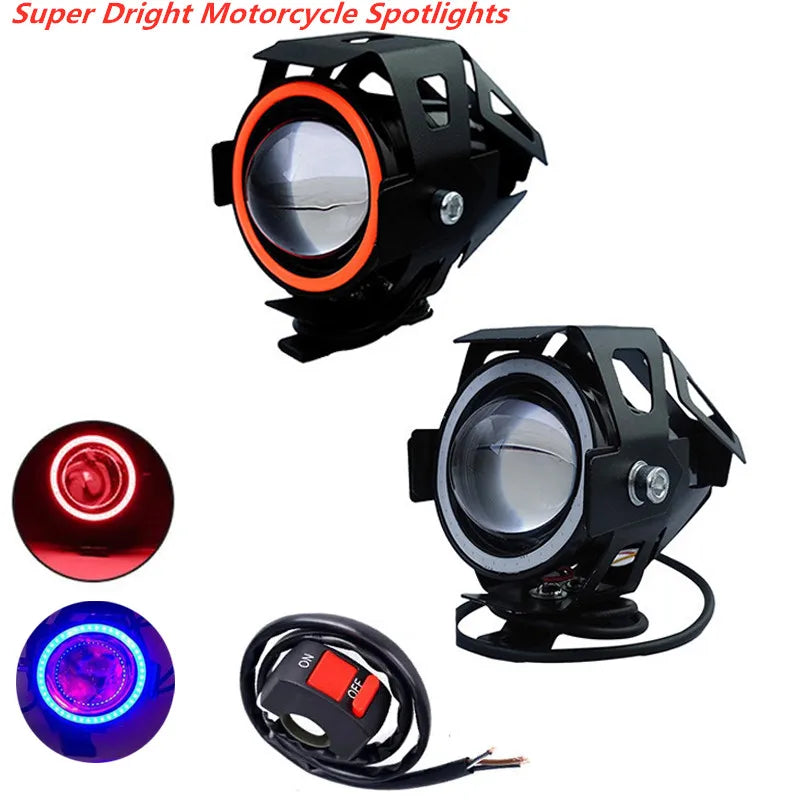 Motorcycle Headlight Fog Lights Super Bright Abgle Eyes Additional Spotlights Universal Moto Auxiliary U 7 Mini LED Driving Lamp Vue