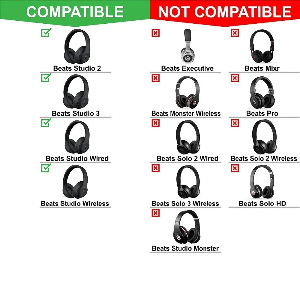 Replacement Ear Pads Compatible with Studio 2 and Studio 3 Studio Wired B0500 / Wireless B0501 Over Ear Headphones Vue