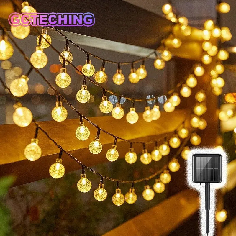Solar Bubble Balls Lamp String Lights Outdoor Water Drops Outdoor Waterproof Orb Christmas Lights Patio Holiday Party Vue