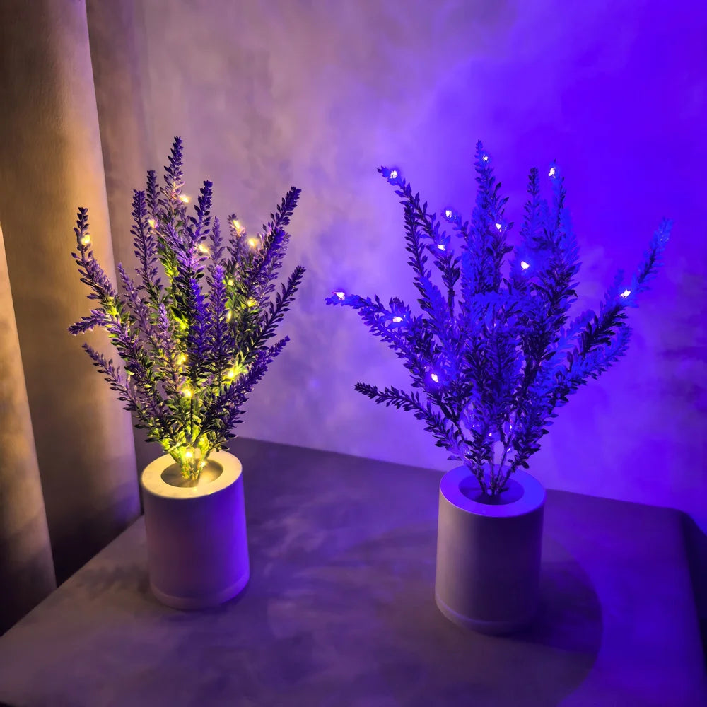Night Light Battery Power Lavender Flower Lights Interior Lighting Bedroom Bedside Desktop Decoration Table Lamp Night Lamps Vue