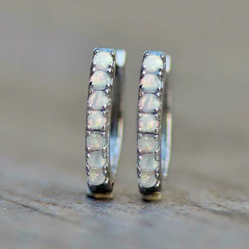Huitan Imitation Opal Hoop Earrings | Bohemian Women's Jewelry Hoop Earrings Vue