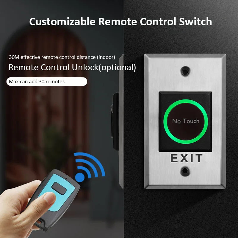 12V 24V No Touch Exit Button Release Switch Opener NO COM NC LED Light for Door Access Control System Entry Open Vue