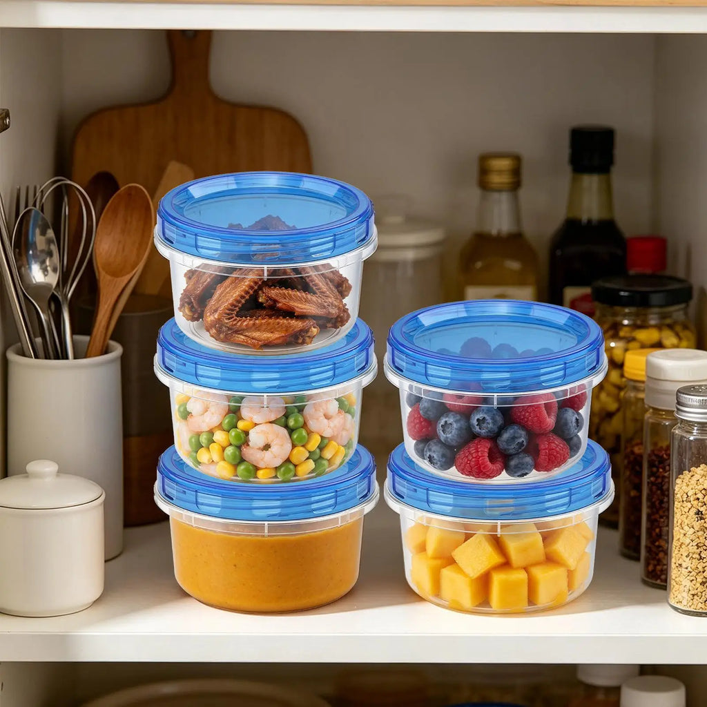 5 Piece Leak Proof Stackable Freezer Safe Food Storage Containers with Lids for Soup Fruits Snacks Juice Refrigerator Kitchen Vue