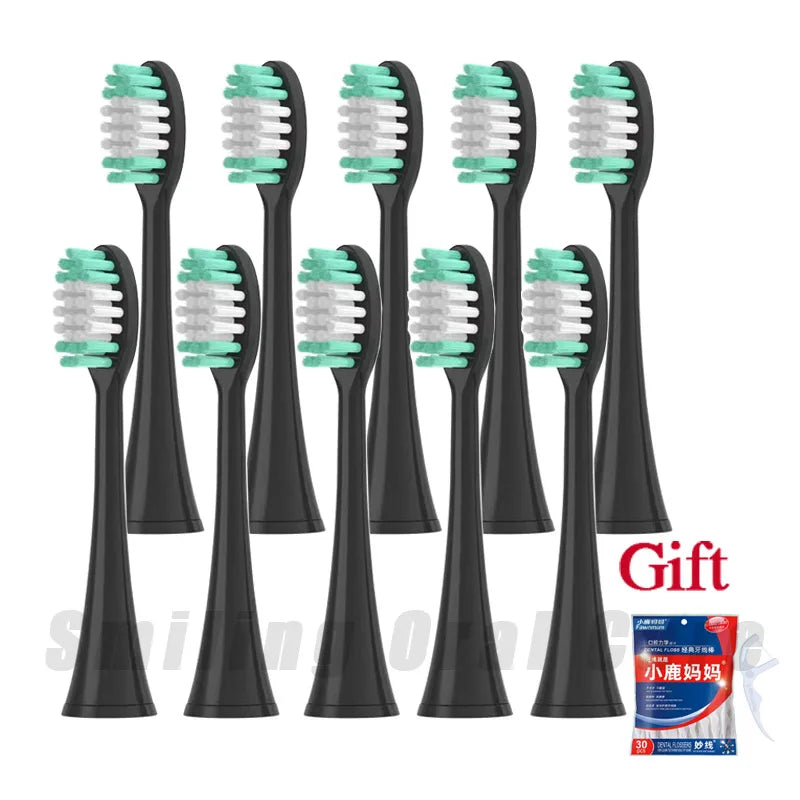 Electric Toothbrush Heads For Aquasonic Black Series/Series Pro/ Vibe Series Electric Toothbrush Unisex Replacement Nozzle Vue 10PCS Black