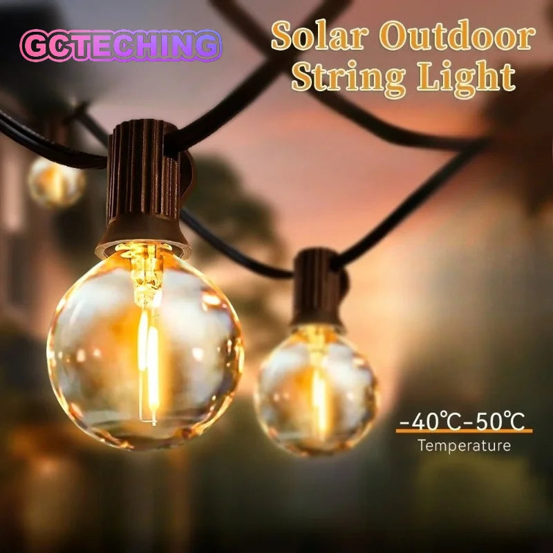LED String Lights Bulbs 21Meter G40 Globe Lights Outdoor Garden Patio Waterproof Decoration Solar Power Garland Wedding Lighting Vue