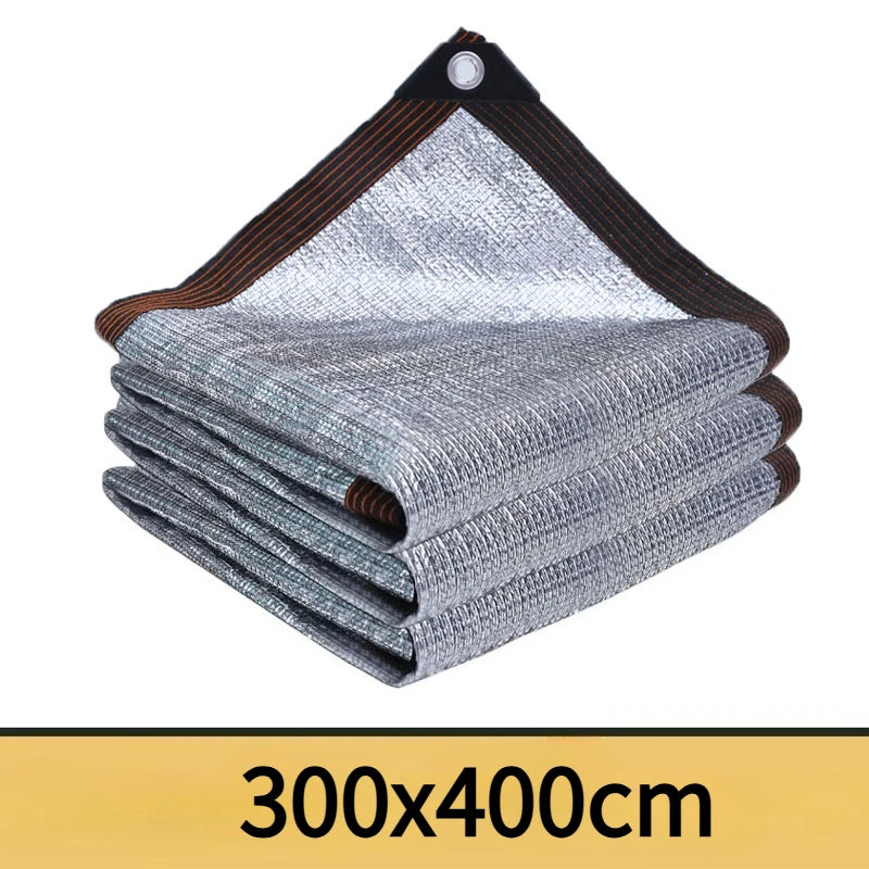 Thickened High Density Silver Aluminum Foil Shade Net with Reinforced for Greenhouse Balcony Car Outdoor Pergola Lawn Vue Silver-300X400cm