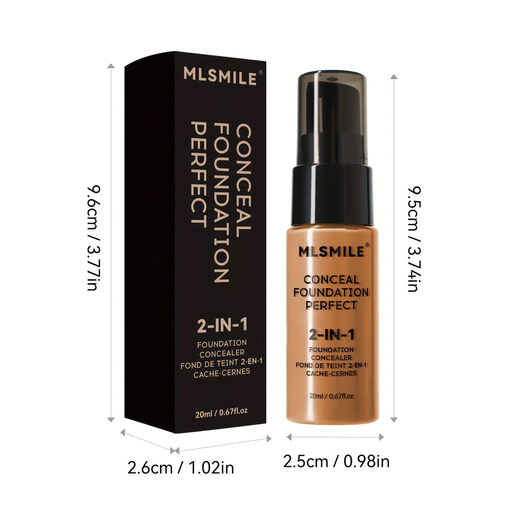 2-In-1 Oil Control Liquid Foundation And Conceal, Full Coverage Long Lasting Waterproof Foundation Makeup Vue