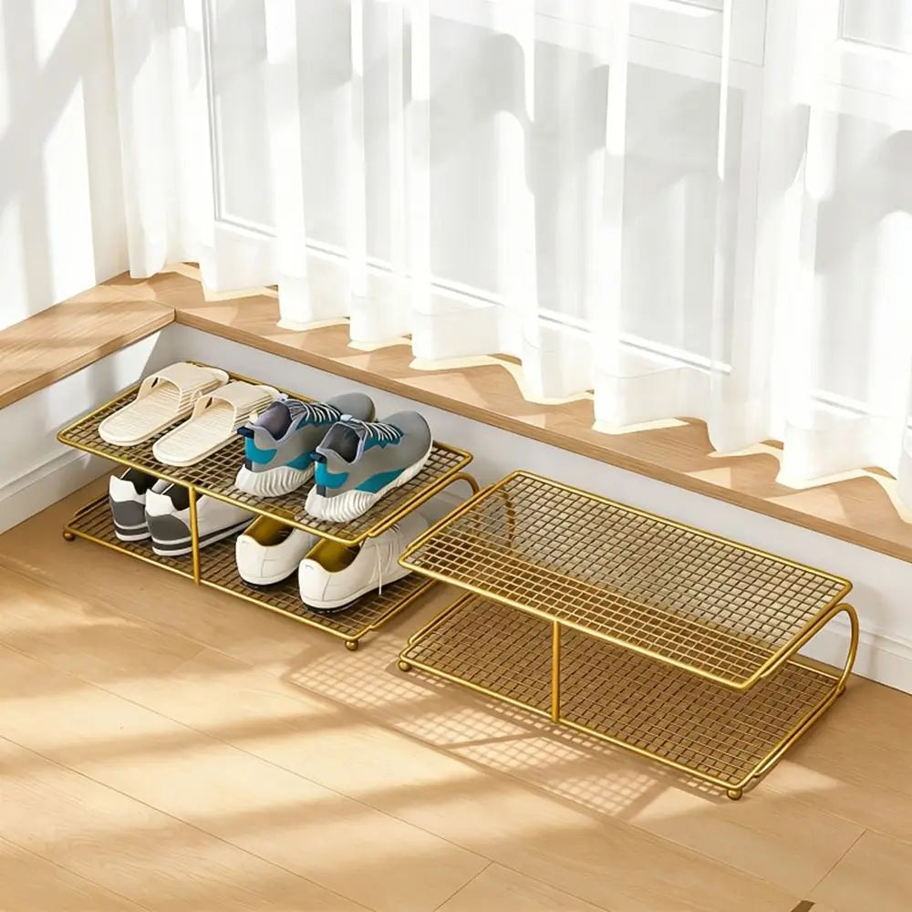 Bookshelf Large Capacity Metal Shoe Rack Space Saving Iron Shoe Stand Simple Kitchen Shelf Rental Room Vue