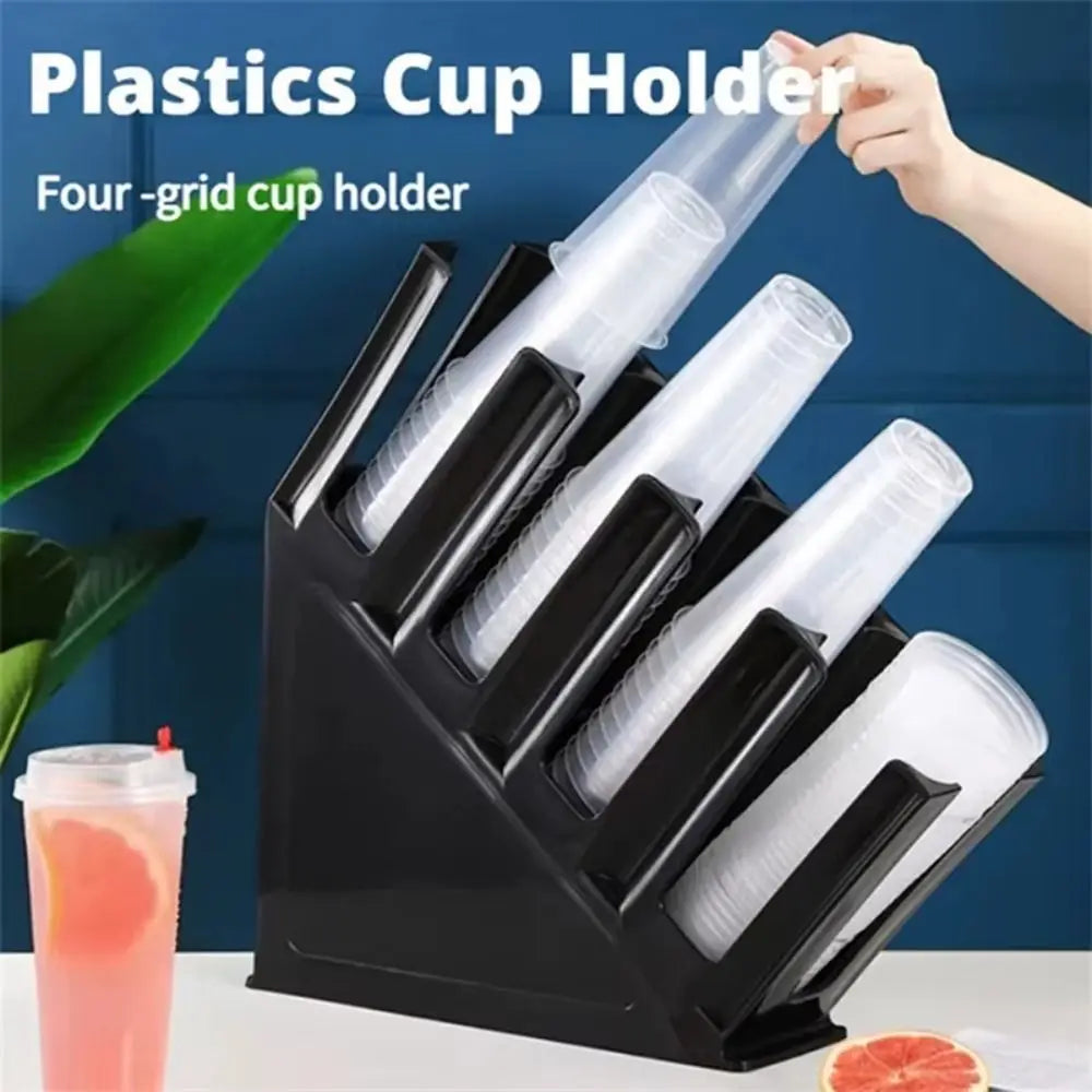 4 Layers Coffee Shop Cup Holder Bevel Multifunction Plastic Cup Holder Stand Plastic Storage Rack Space-saving Paper Cup Bracket Vue
