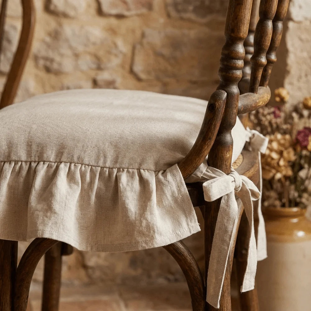 Home Decor Vintage Ruffled Chair Cover Soft Comfortable Chair Cushion Covers Anti-dirty with Ties Chair Slipcover Dining Chair Vue