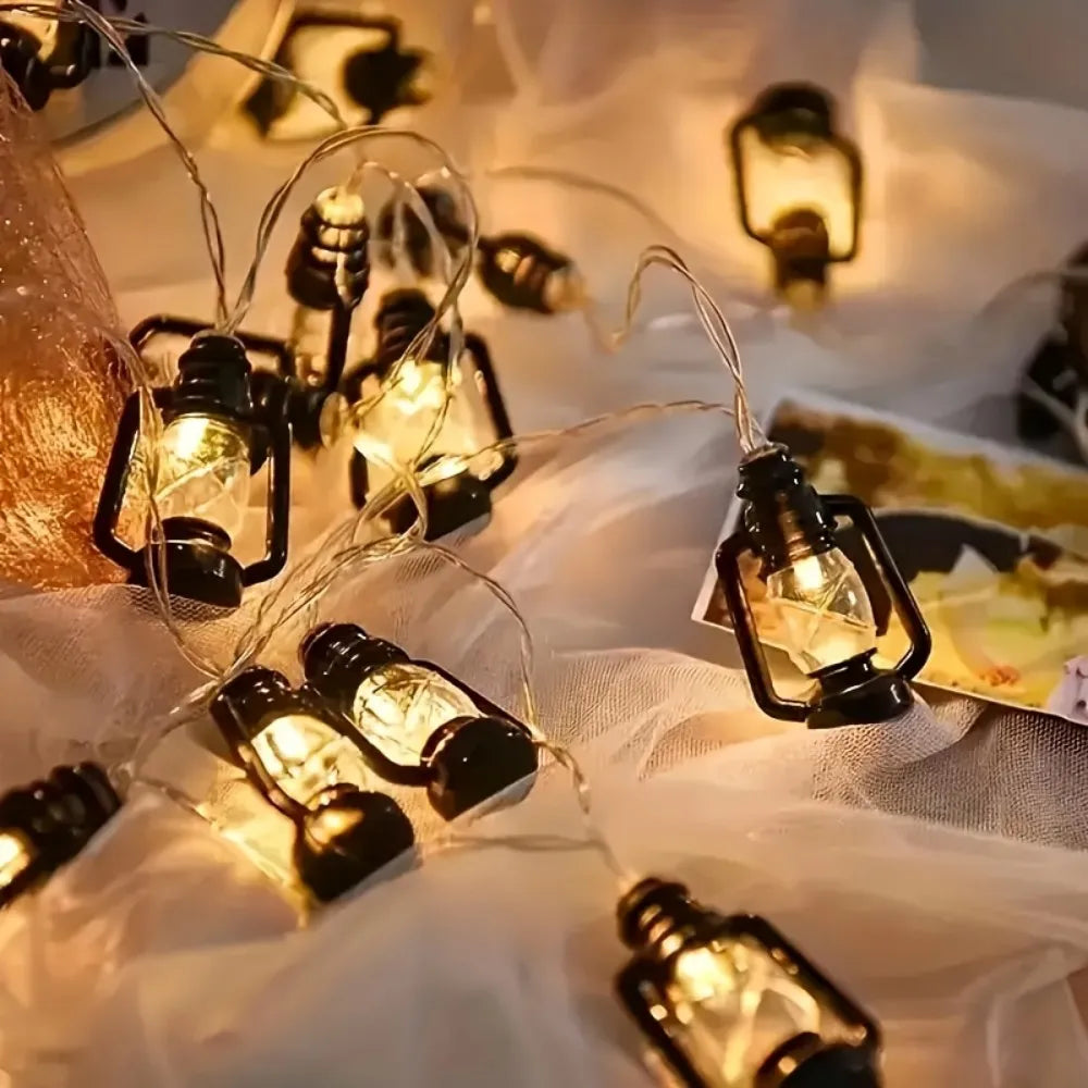 Vintage Lantern LED String Lights, Fairy Lights for Outdoor Camping, Patio, Garden, Halloween Decor（Battery Powered） Vue