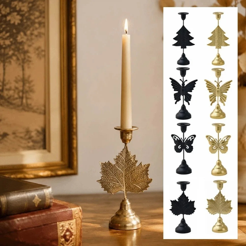 European Style Tabletop Candle Holder Elegant Unique Leaf Candle Stand Luxury Centerpiece Vintage Tealight Holder Home Decor Vue