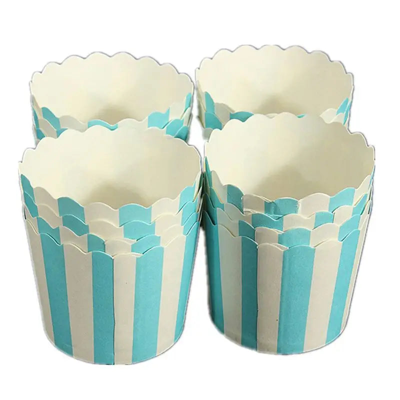 ABKW-300 Pcs Cupcake Wrapper Paper Cake Case Baking Cups Liner Muffin Dessert Baking Cup,Blue Striped Vue