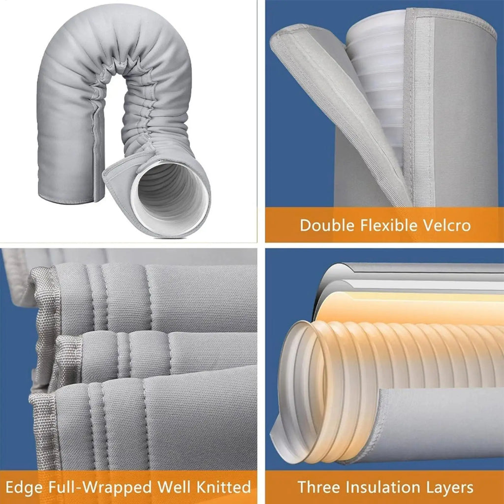 150X53cm Insulated AC Hose Cover with 3 Adjustable Straps, Portable Exhaust Pipe Thermal Wrap, Universal 5-5.9" Sleeve accessory Vue